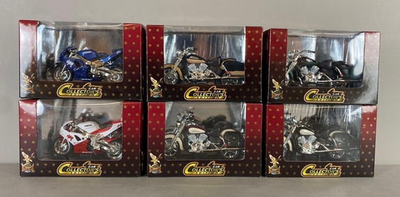 Group of 6 Collectors Edition 1:18 Die Cast Motorcycles