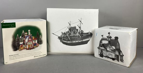 Group of 3 Department 56 Heritage Village Collection porcelain Buildings