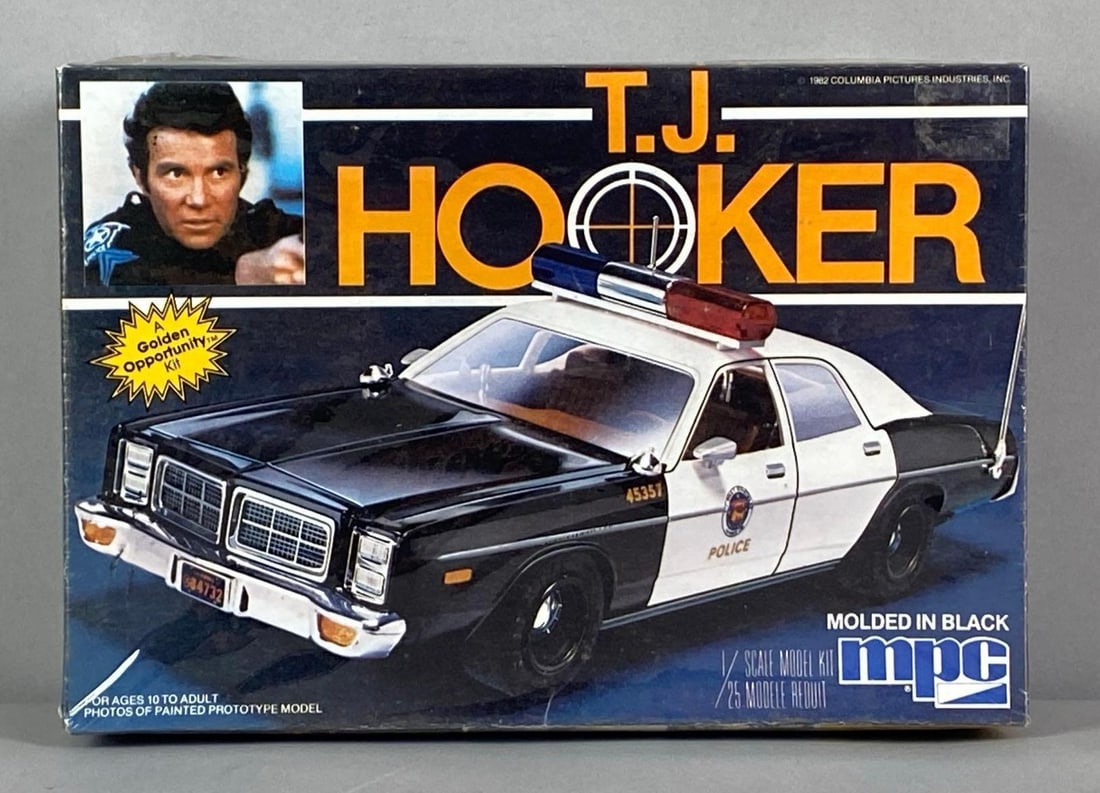 MPC TJ Hooker Television Police Car Plastic Model Kit: 1/25 scale, sealed