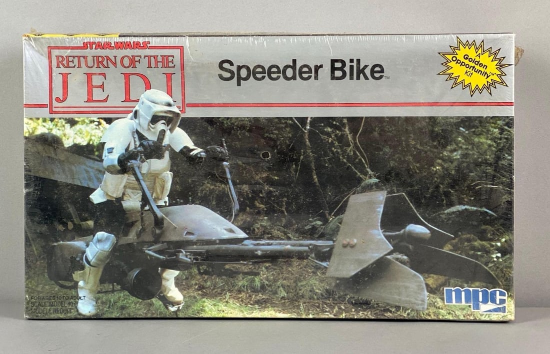 MPC Star Wars ROTJ Speeder Bike Plastic Model Kit: sealed, return of the Jedi, box measures 8 x 14 x 3 inches