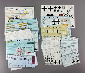 Group of WW2 German and US Model Aircraft Water Transfer Decals
