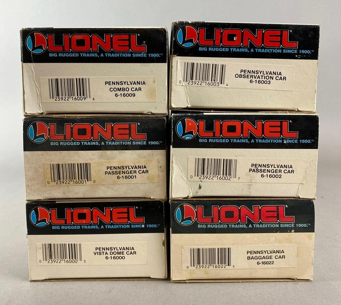 Group of 6 Lionel O Scale Pennsylvania Passenger Cars: Includes Combo, Passenger, observation and more.