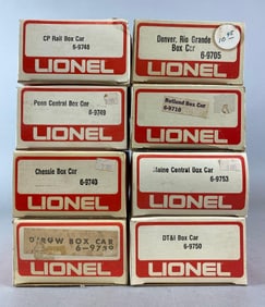 Group of 8 Lionel O Scale Box Cars