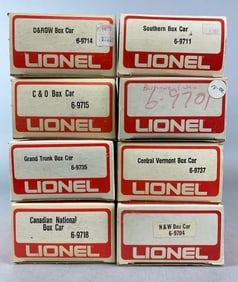 Group of 8 Lionel O Scale Box Cars