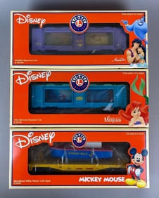Group of 3 Lionel O Scale Disney Train Cars