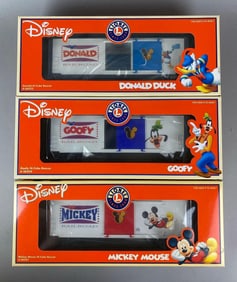 Group of 3 Lionel O Scale Disney Hi-Cube Cars