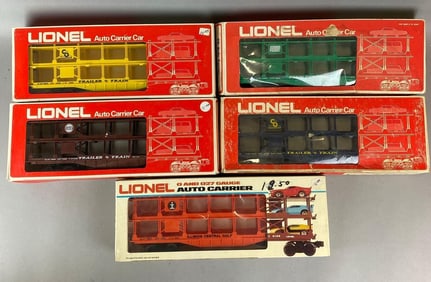 Group of 5 Lionel O Scale Auto Carriers