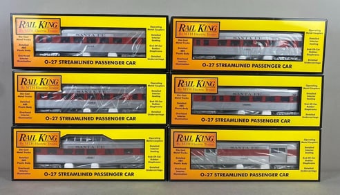 Group of 6 M.T.H Trains Rail King O-27 Streamlined Passenger Car