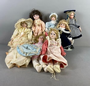 Group of 8 Porcelain Child Dolls