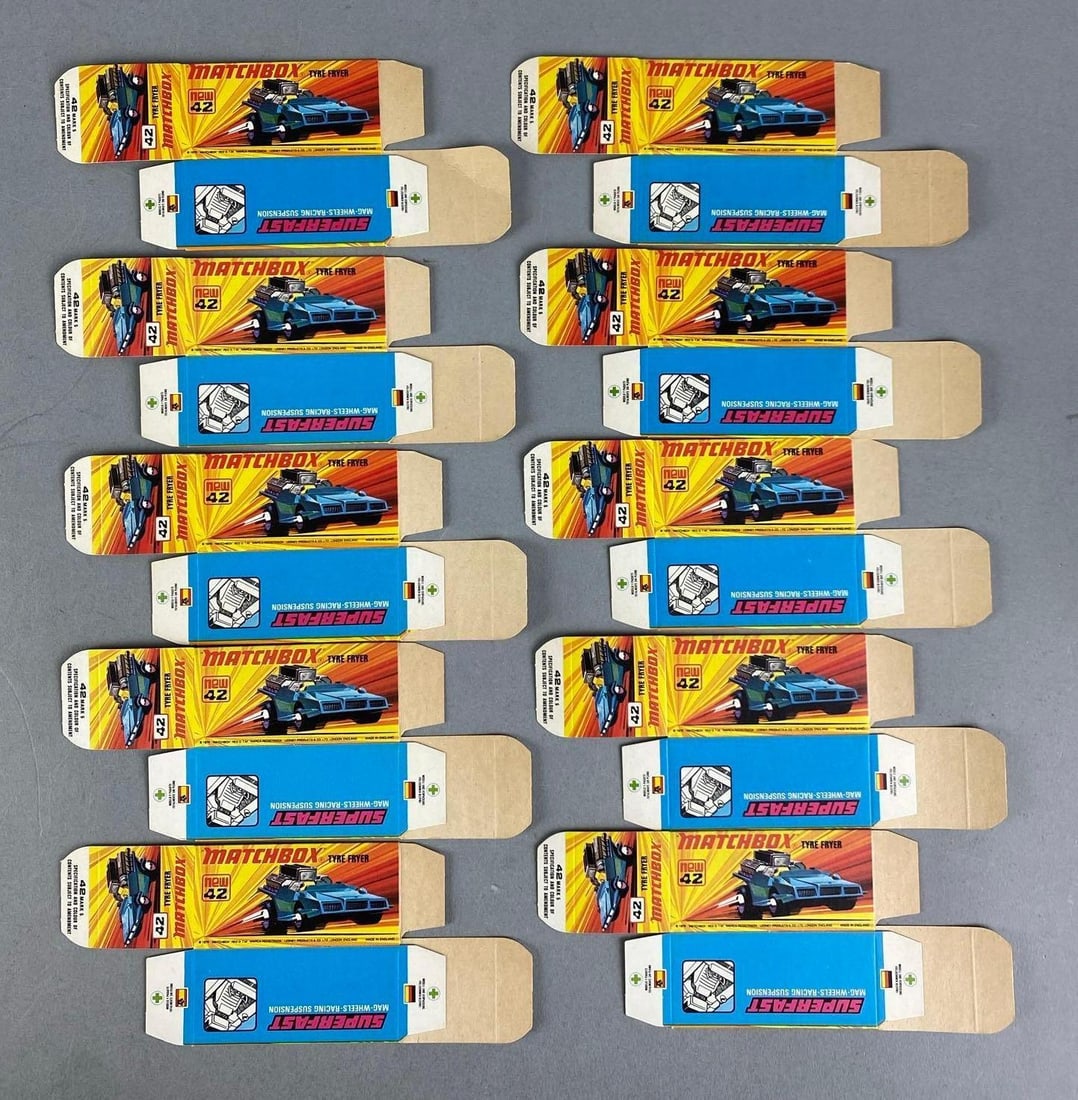 Group of 10 Matchbox I Type Boxes: No. 42 Tyre Fryer