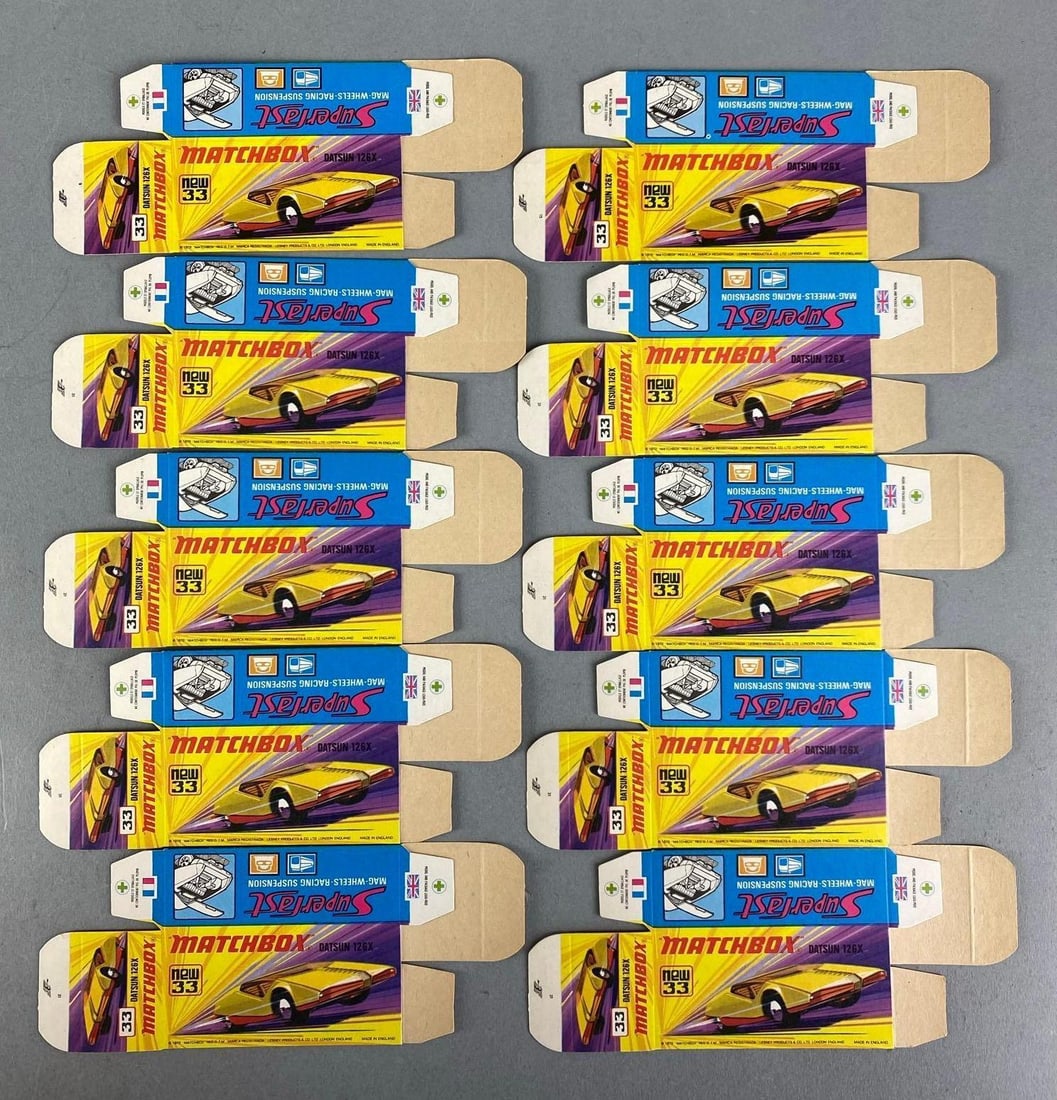 Group of 10 Matchbox I Type Boxes: No. 33 Datsun 126X