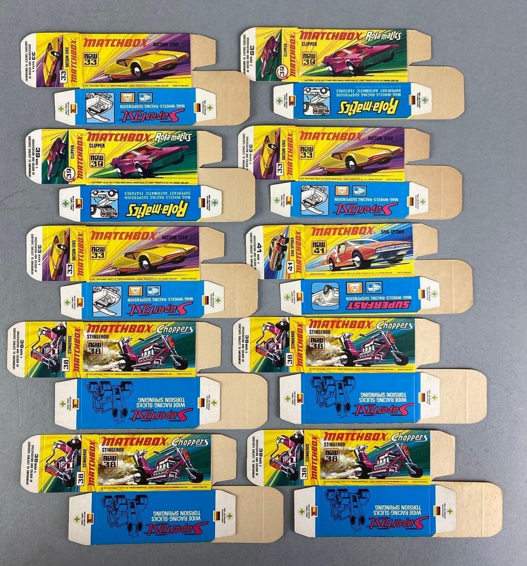 Group of 10 Matchbox I Type Boxes: Includes No. 38, 33 and more