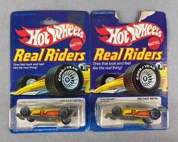Group of 2 1980s Mattel Hot Wheels Real Riders Turbo Streak
