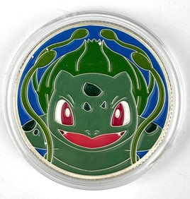 Colorized Pokemon Bulbasaur 1 oz .999 Silver Round
