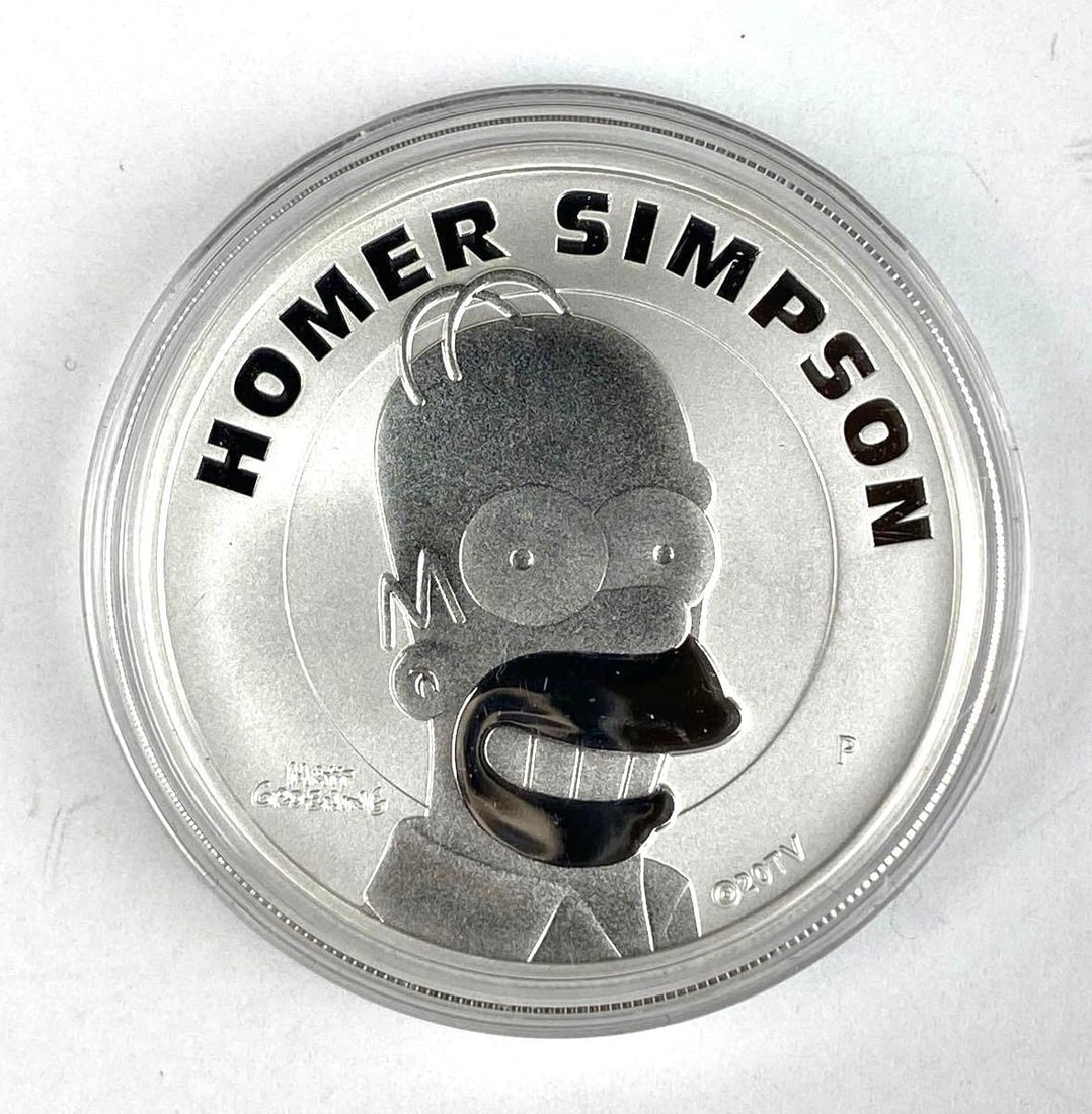 2022 Tuvalu $1 Homer Simpson 1 oz .999 Silver Coin (1 of 2)