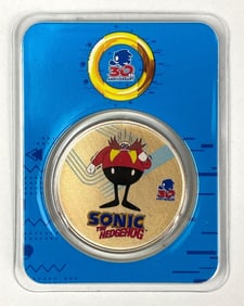 2021 NIUE $2 Colorized Sonic The Hedgehog Doctor Eggman 30th Anniversary 1 oz .999 Fine Silver Coin