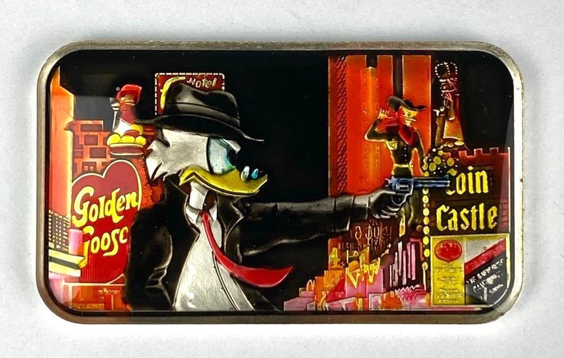 All Chips Silver and Enamels Colorized Mafioso 1 oz .999 Fine Silver Ingot/ Bar: Includes COA