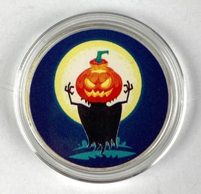APMEX Colorized Pumpkin Ghoul 1 oz .999 Fine Silver Round