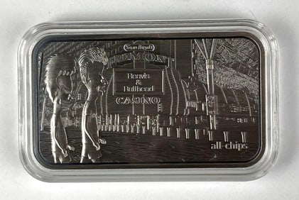 All Chips Silver and Enamel Beavis and Butthead Do Las Vegas 1 oz .999 Fine Silver Ingot/ Bar