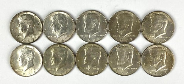 Group of 10 US Kennedy Half Dollars