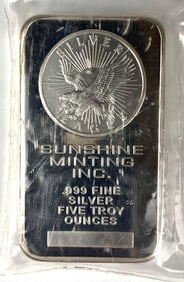 Sunshine Minting Eagle 5 oz .999 Fine Silver Ingot/ Bar