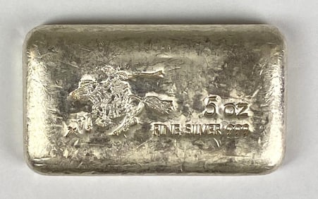 Silvertowne Pony Express 5 oz .999 Fine Silver Ingot/ Bar