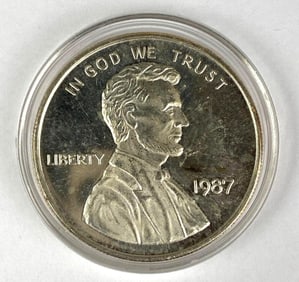 1987 Lincoln Wheat Penny Design 1 oz .999 Fine Silver Round