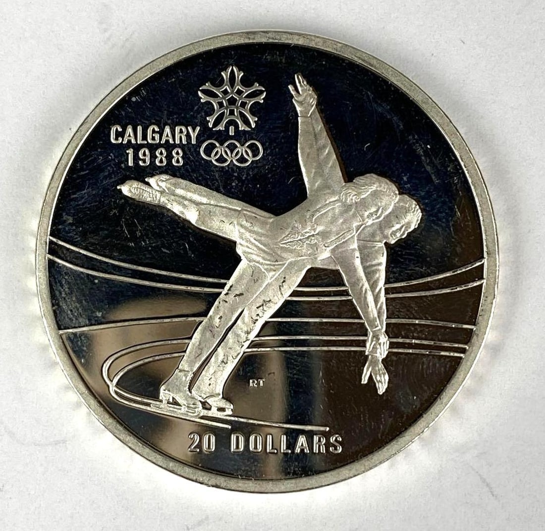 1987 Canada $20 Calgary 1988 Winter Olympics oz .999 Silver Coin (1 of 2)