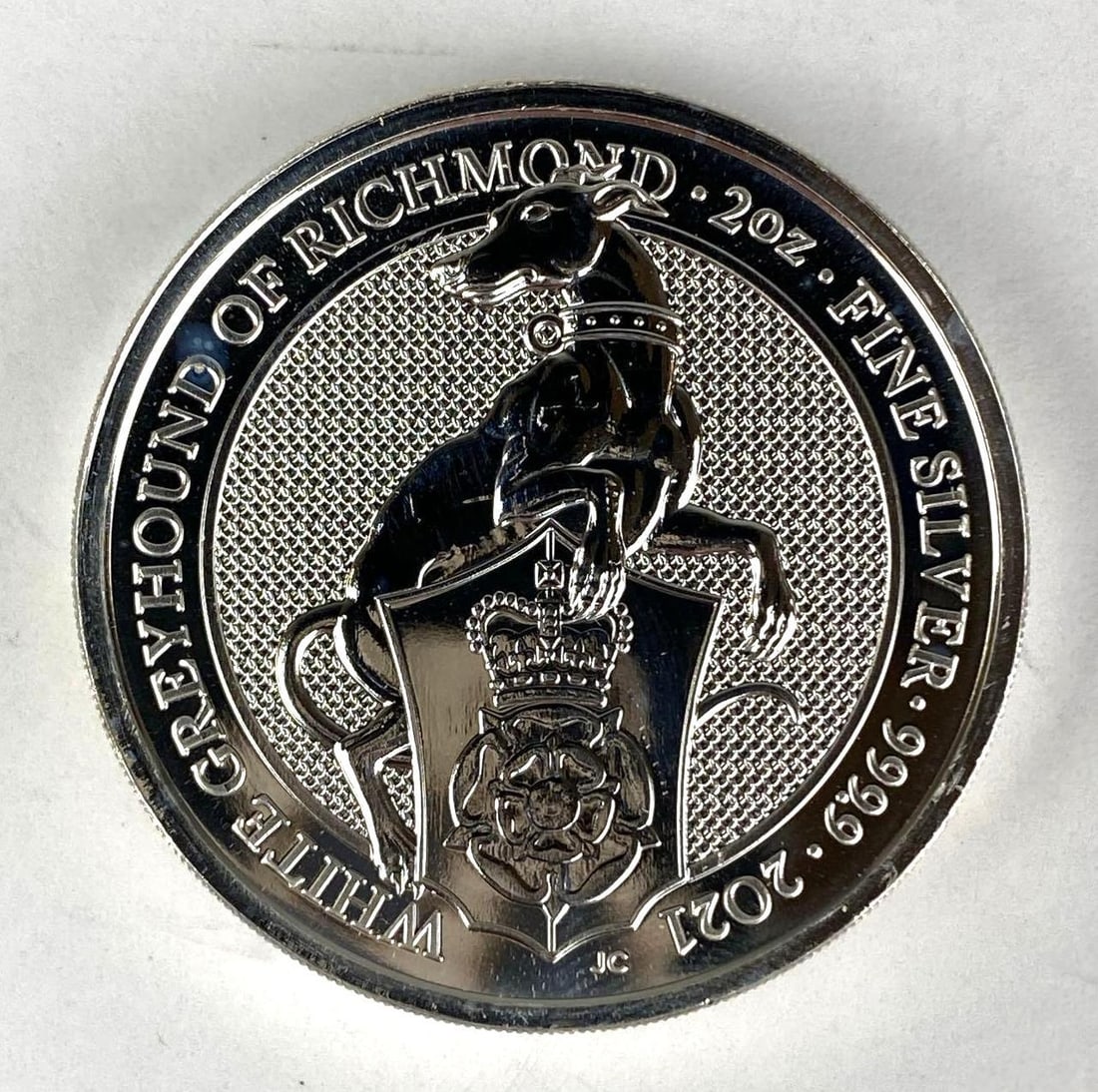 2021 Great Britain 5 Pound White Greyhound of Richmond 2 oz .999 Fine Silver Coin: 2021 Great Britain 5 Pound White Greyhound of Richmond 2 oz .999 Fine Silver Coin