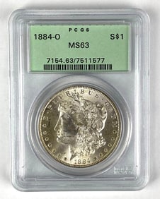 1884 O US $1 Morgan Silver Dollar PCGS Graded MS63