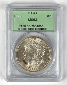 1886 US $1 Morgan Silver Dollar PCGS Graded MS63