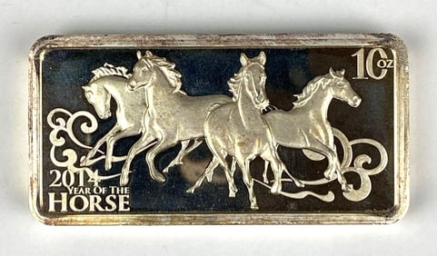 2014 Year of the Horse 10 oz .999 Fine Silver Ingot/ Bar