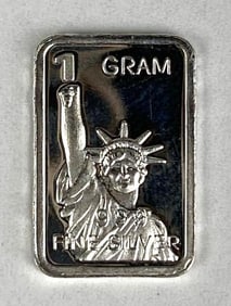 Statue of Liberty 1 Gram .999 Fine Silver Ingot/ Bar