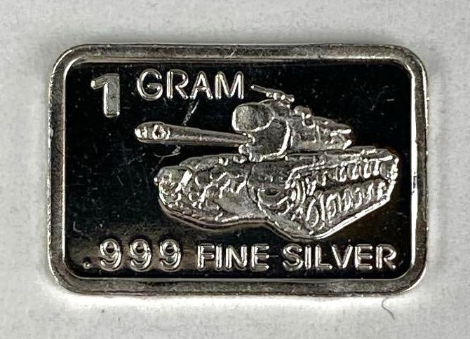 Army Tank 1 Gram .999 Fine Silver Ingot/ Bar (1 of 2)
