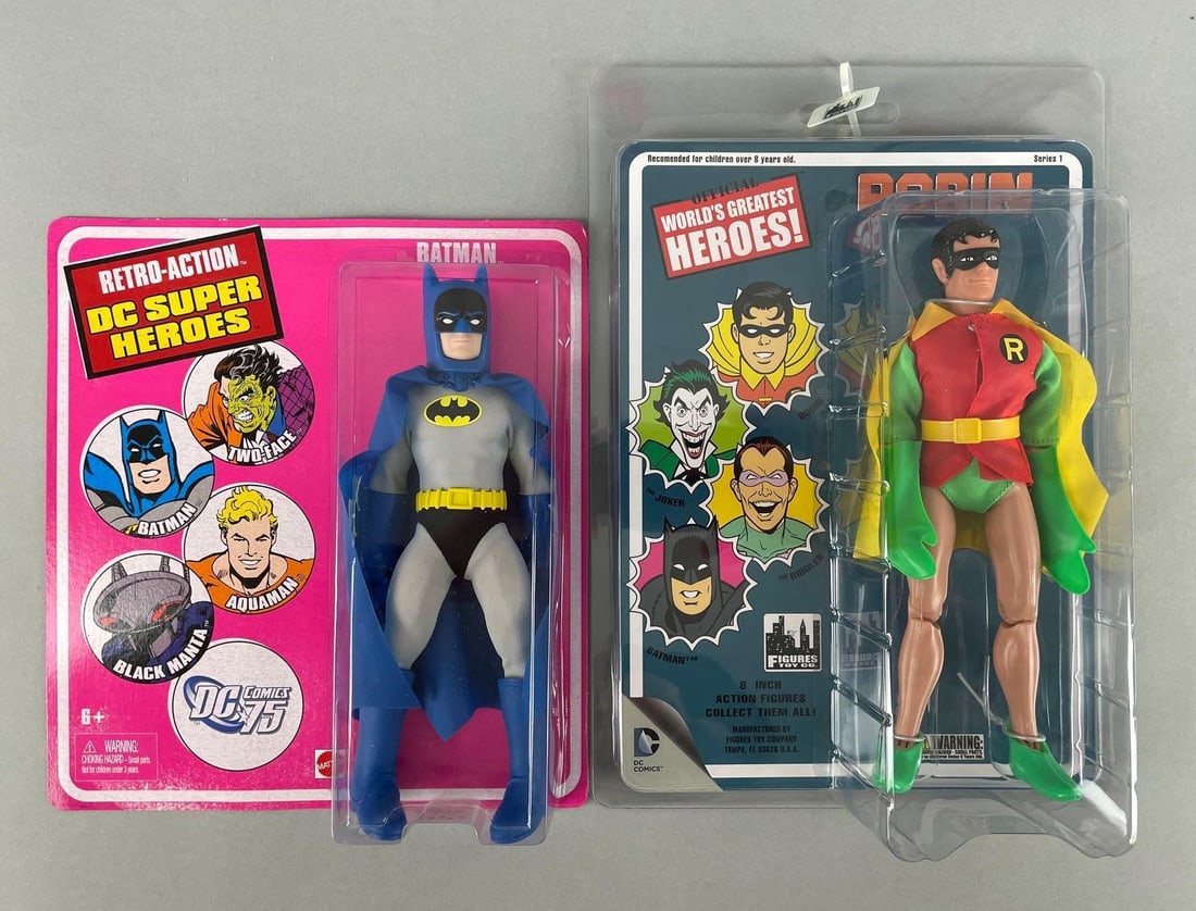 Group of 2 Batman Classic TV Series Action Figures: Batman and Robin, original packaging