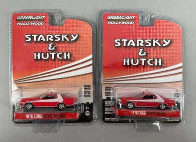 Group of 2 Greenlight Starsky and Hutch 76 Ford Gran Torino Die-Cast Cars