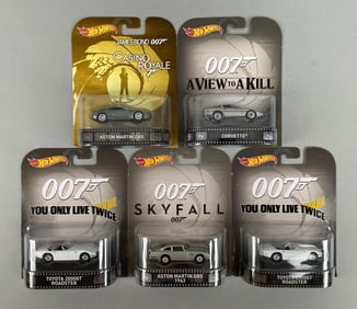 Group of Hot Wheels James Bond 007 Die-Cast Cars