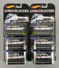 Group of Mattel Hot Wheels Ghostbusters Ecto-1 Vehicles