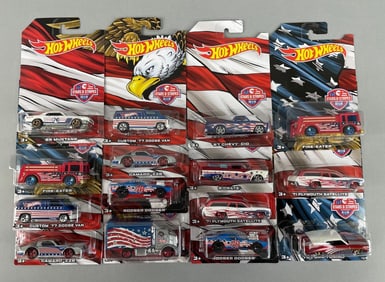 Group of Mattel Hot Wheels Stars and Stripes Vehicles