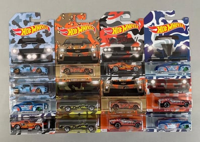 Group of Mattel Hot Wheels Camouflage Die-Cast Vehicles