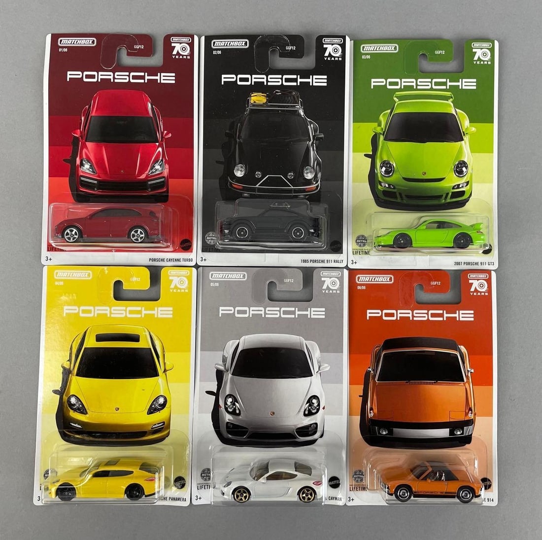 Set of 6 Matchbox Porsche Die-Cast Vehicles: Original packaging