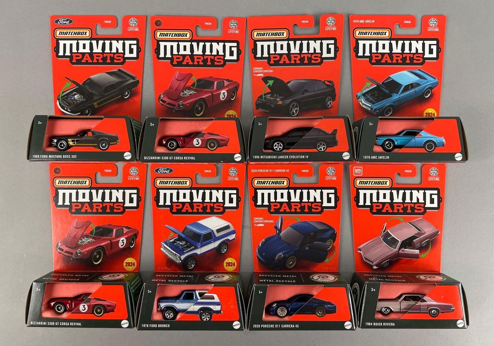 Group of Matchbox Moving Parts Die-Cast Vehicles: 1/64 scale