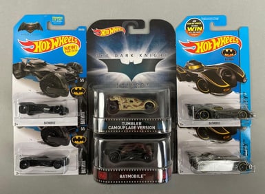 Group of Mattel Hot Wheels Batmobile Die-Cast Vehicles