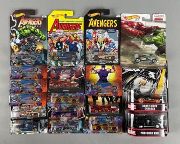 Group of Mattel Hot Wheels Marvel Die-Cast Vehicles