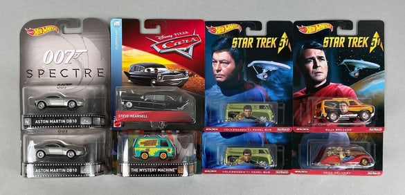 Group of Mattel Hot Wheels Pop Culture Die-Cast Vehicles