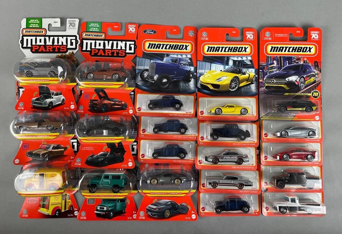 Group of Matchbox Die-Cast Vehicles: Includes moving parts