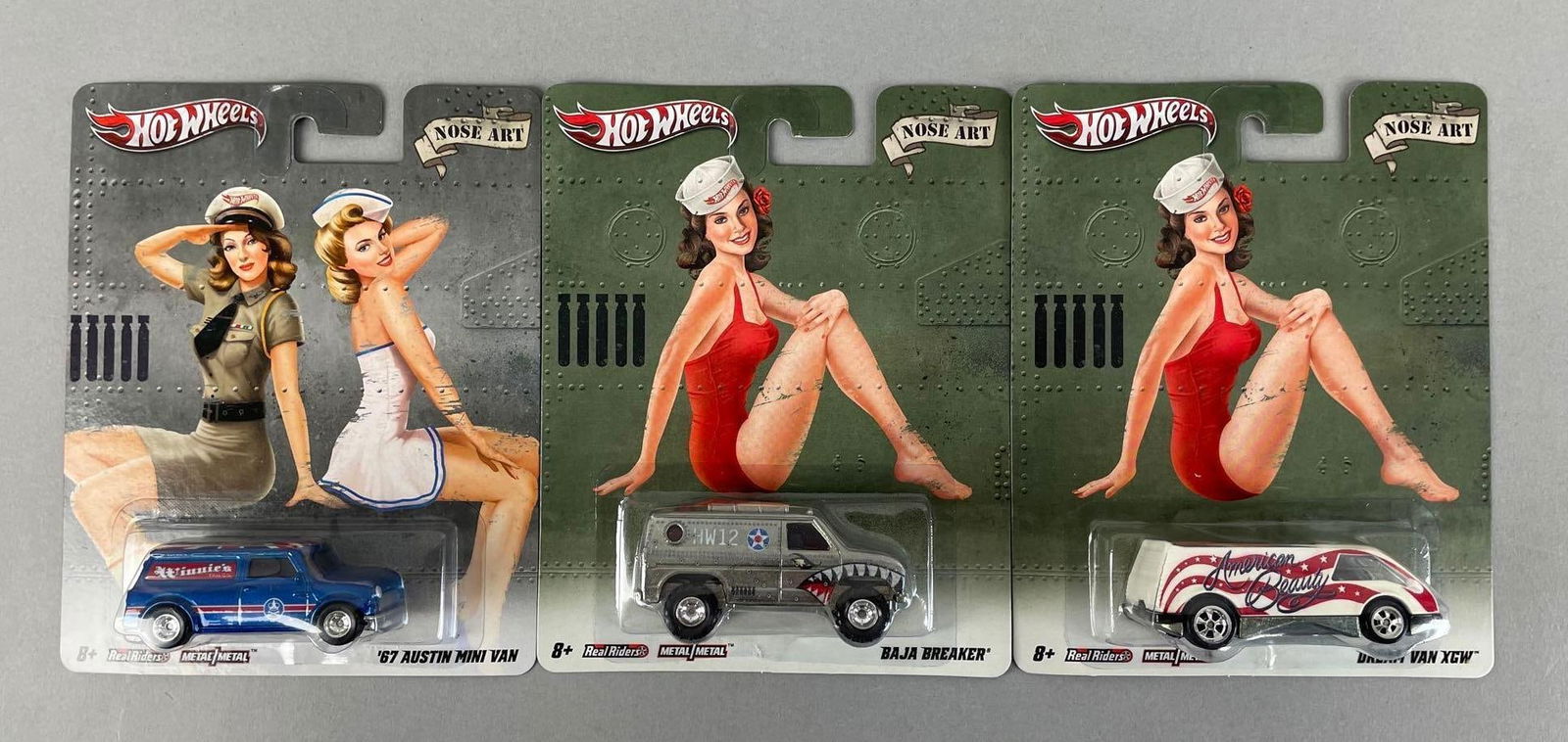 Group of Mattel Hot Wheels Nose Art Die-Cast Vehicles: Original packaging