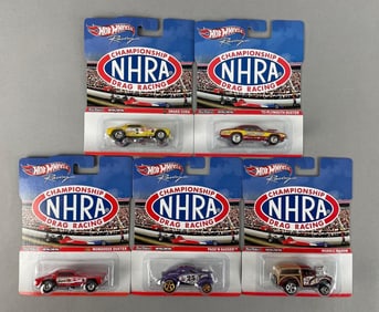 Group of Mattel Hot Wheels NHRA Drag Racing Die-Cast Vehicles
