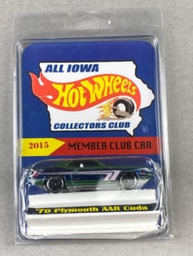 All Iowa Mattel Hot Wheels 2015 Member Club Car 1970 Aarcuda