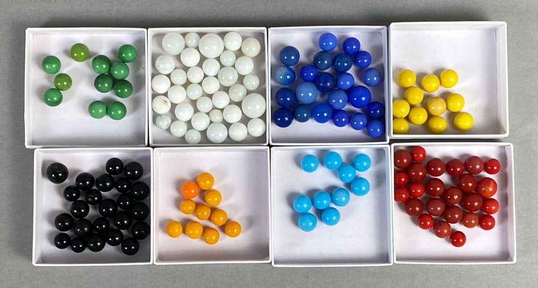 Group of 144 Solid Color Marbles: Marbles